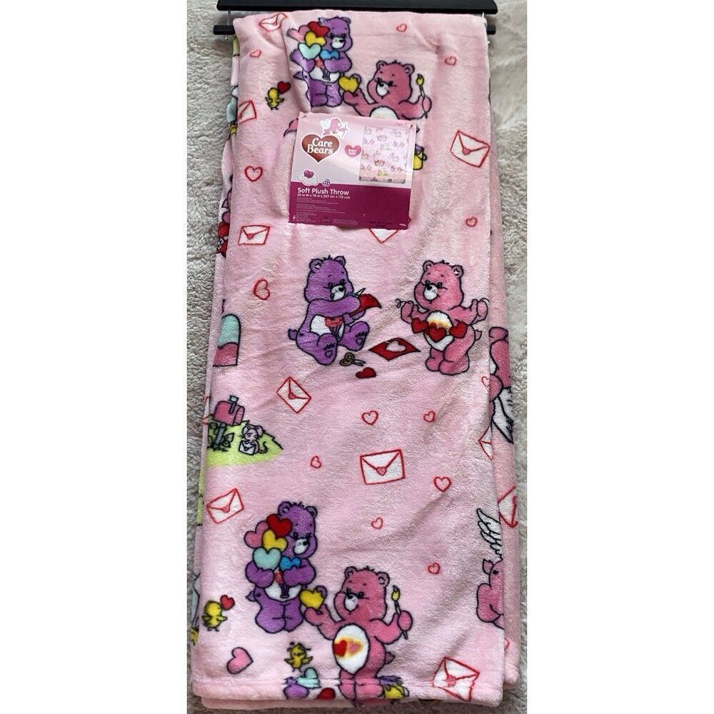 Care Bears Love A Lot Bear Throw Blanket 50 X 70”‎ Valentines Love Letters NEW